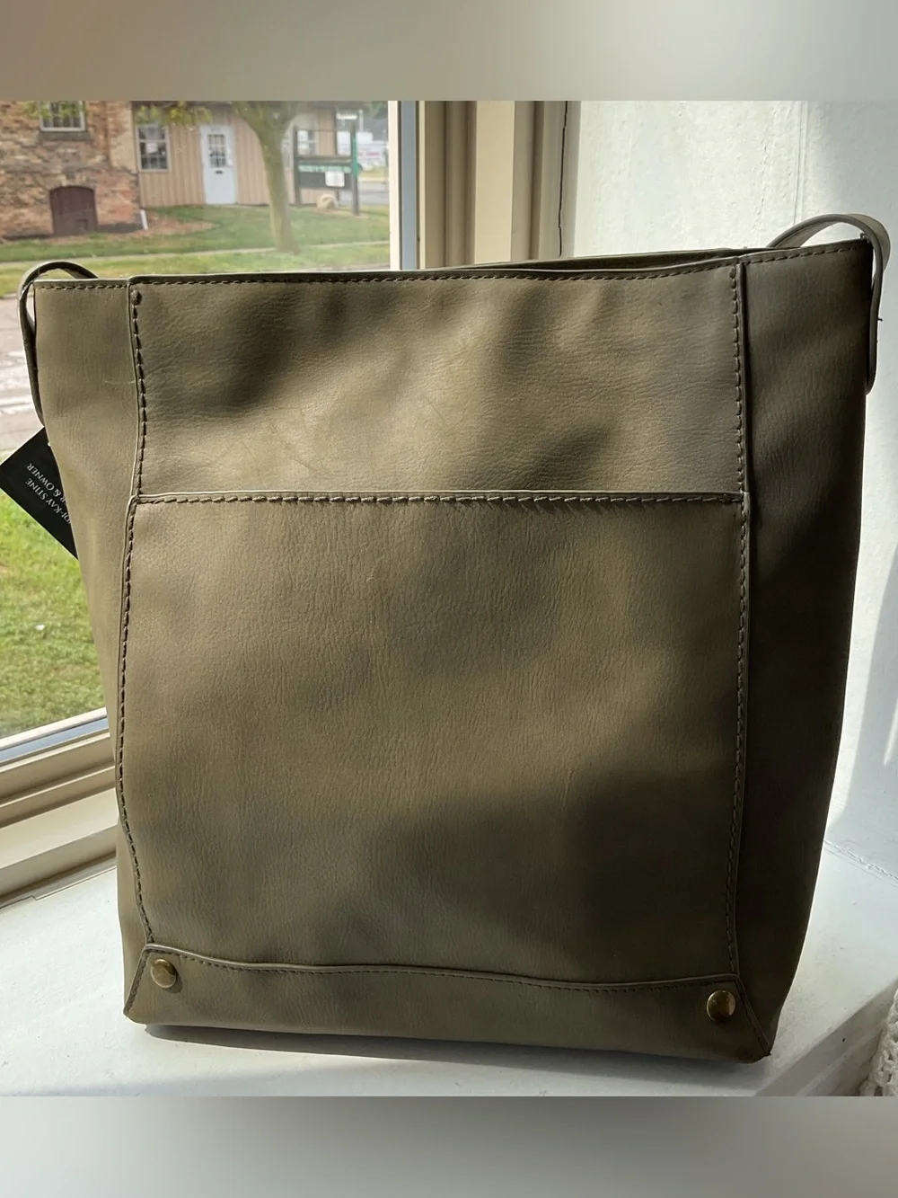 Olive Green Leather Shoulder Bag
